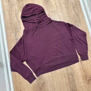 SO | Burgundy Cropped Pullover Hoodie Sweatshirt, Size M